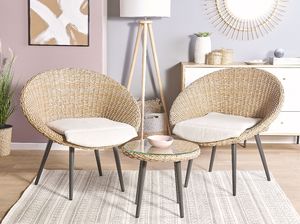 Beliani Zestaw mebli balkonowych rattanowy beżowy ORTIGIA 2