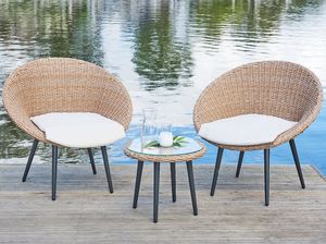 Beliani Zestaw mebli balkonowych rattanowy beżowy ORTIGIA 3
