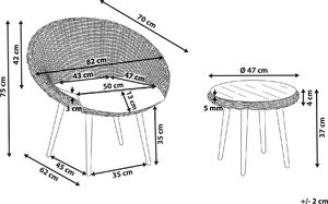 Beliani Zestaw mebli balkonowych rattanowy beżowy ORTIGIA 9