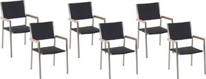 Beliani Zestaw 6 krzeseł ogrodowych rattanowy czarny GROSSETO 1