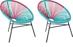 Beliani Zestaw 2 krzeseł rattanowy różowo-niebieski ACAPULCO 1
