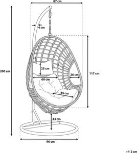 Beliani Fotel wiszący ze stojakiem rattanowy beżowoszary ARPINO 8