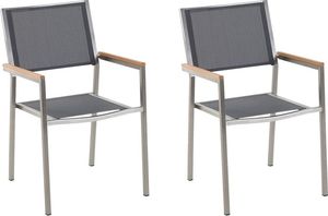 Beliani Zestaw 2 krzeseł ogrodowych szary GROSSETO 1