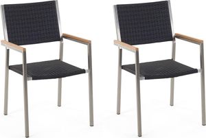 Beliani Zestaw 2 krzeseł ogrodowych rattanowy czarny GROSSETO 1