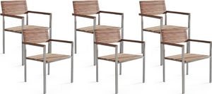 Beliani Zestaw 6 krzeseł ogrodowych drewniany jasny VIAREGGIO (146443) 1