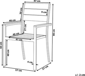 Beliani Zestaw 4 krzeseł ogrodowych szary PRATO 9