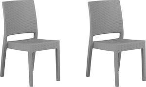 Beliani Zestaw 2 krzeseł ogrodowych jasnoszarych FOSSANO 1