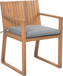 Beliani Krzesło ogrodowe drewniane z poduszką szarą SASSARI 1