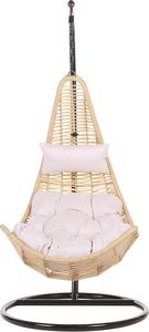 Beliani Fotel wiszący ze stojakiem rattanowy beżowy ATRI II 3