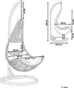 Beliani Fotel wiszący ze stojakiem rattanowy beżowy ATRI II 9