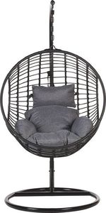 Beliani Fotel wiszący ze stojakiem rattanowy czarny ASPIO 3