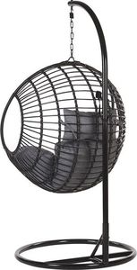 Beliani Fotel wiszący ze stojakiem rattanowy czarny ASPIO 4