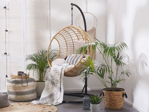 Beliani Fotel wiszący ze stojakiem rattanowy beżowy ASPIO (188759) 2