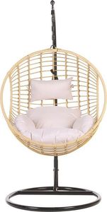 Beliani Fotel wiszący ze stojakiem rattanowy beżowy ASPIO (188759) 3