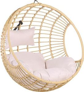 Beliani Fotel wiszący ze stojakiem rattanowy beżowy ASPIO (188759) 4