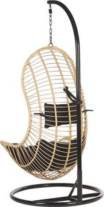 Beliani Fotel wiszący ze stojakiem rattanowy beżowy PINETO 4