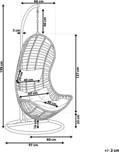 Beliani Fotel wiszący ze stojakiem rattanowy beżowy PINETO 9