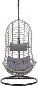 Beliani Fotel wiszący ze stojakiem rattanowy szary PINETO 3