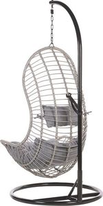 Beliani Fotel wiszący ze stojakiem rattanowy szary PINETO 4