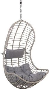 Beliani Fotel wiszący ze stojakiem rattanowy szary PINETO 5