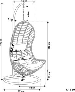 Beliani Fotel wiszący ze stojakiem rattanowy szary PINETO 9