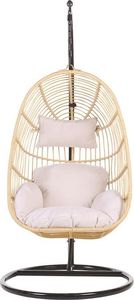 Beliani Fotel wiszący ze stojakiem rattanowy beżowy CASOLI 3