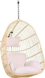 Beliani Fotel wiszący ze stojakiem rattanowy beżowy CASOLI 5