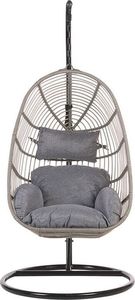 Beliani Fotel wiszący ze stojakiem rattanowy szary CASOLI (188797) 3