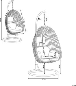 Beliani Fotel wiszący ze stojakiem rattanowy szary CASOLI (188797) 9