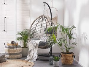 Beliani Fotel wiszący ze stojakiem rattanowy szary TOLLO (188820) 2