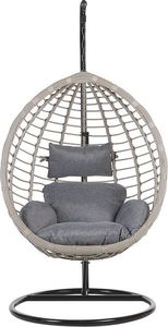 Beliani Fotel wiszący ze stojakiem rattanowy szary TOLLO (188820) 3