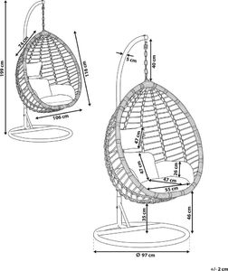 Beliani Fotel wiszący ze stojakiem rattanowy szary TOLLO (188820) 9