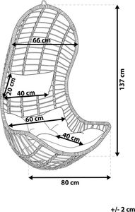 Beliani Fotel wiszący rattanowy szary PINETO 4