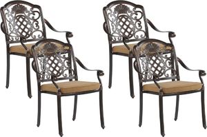 Beliani Zestaw 4 krzeseł ogrodowych metalowy brązowy SALENTO 1