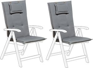 Beliani Zestaw 6 krzeseł ogrodowych drewnianych z grafitowymi poduszkami JAVA 8