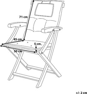 Beliani Zestaw 6 krzeseł ogrodowych drewnianych z grafitowymi poduszkami JAVA 10