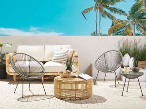 Beliani Zestaw 2 krzeseł rattanowy szary ACAPULCO II 2