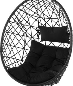 Beliani Fotel wiszący rattanowy czarny ALATRI 2