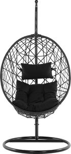 Beliani Fotel wiszący ze stojakiem rattanowy czarny ALATRI 3