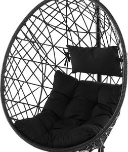 Beliani Fotel wiszący ze stojakiem rattanowy czarny ALATRI 7