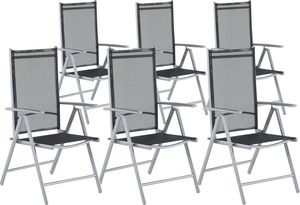 Beliani Zestaw do ogrodu 6 krzeseł czarne aluminiowe regulowane CATANIA 1