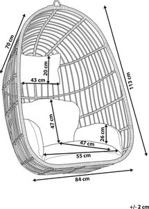 Beliani Fotel wiszący rattanowy szary CASOLI 4