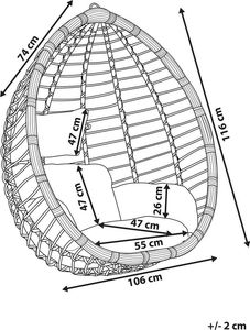 Beliani Fotel wiszący rattanowy szary TOLLO 4