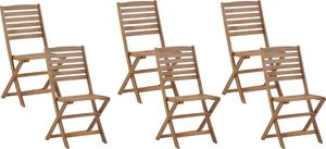 Beliani Zestaw 6 krzeseł ogrodowych akacjowych TOLVE 1