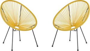 Beliani Zestaw 2 krzeseł rattanowy żółty ACAPULCO II 1