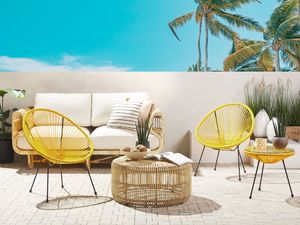 Beliani Zestaw 2 krzeseł rattanowy żółty ACAPULCO II 2