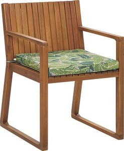 Beliani Krzesło ogrodowe drewniane z poduszką zieloną SASSARI 1