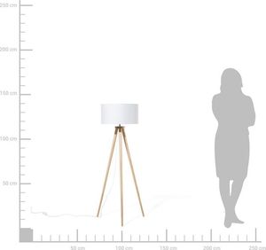 Lampa podłogowa Beliani Lampa podłogowa drewniana biała NITRA 2
