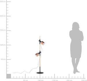 Lampa podłogowa Beliani Lampa podłogowa regulowana drewniana czarna OWENS 2