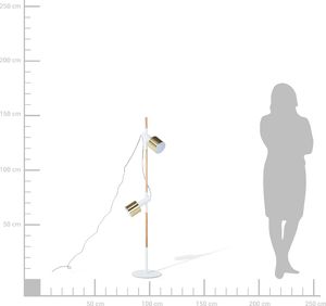 Lampa podłogowa Beliani Lampa podłogowa regulowana drewniana biała OWENS 2